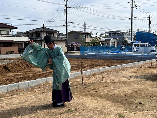 秋空の中　地鎮祭